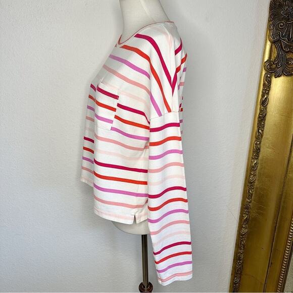 NWT Banana Republic Boxy Stripe Long Sleeve in Ivory White Stripe Size Medium - Picture 4 of 9